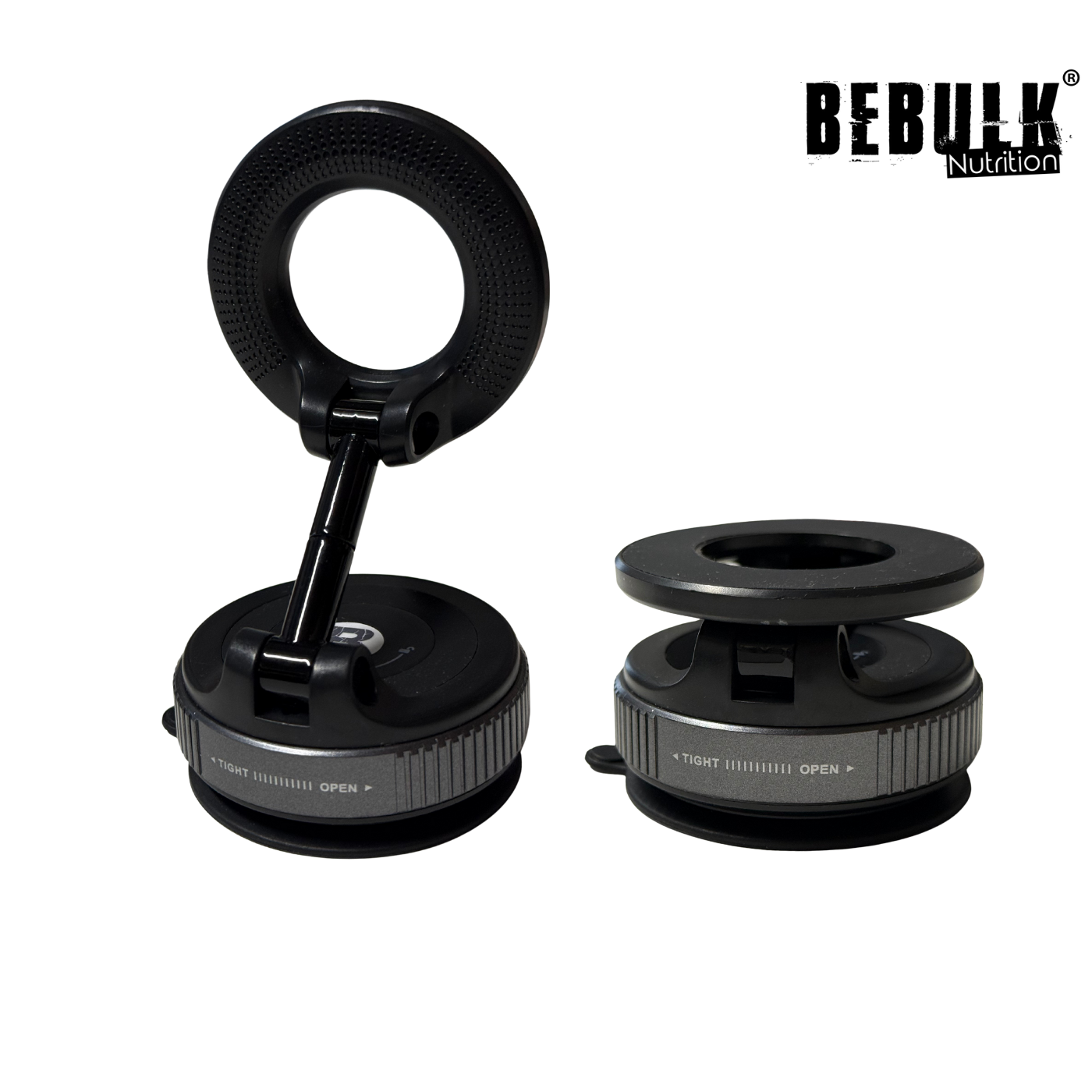 BeBulk Nutrition 360° drehbare magnetische Vakuum-Handyhalterung – Freisprechfunktion, ausziehbar, für Auto, Fitnessstudio, Spiegel und Dusche