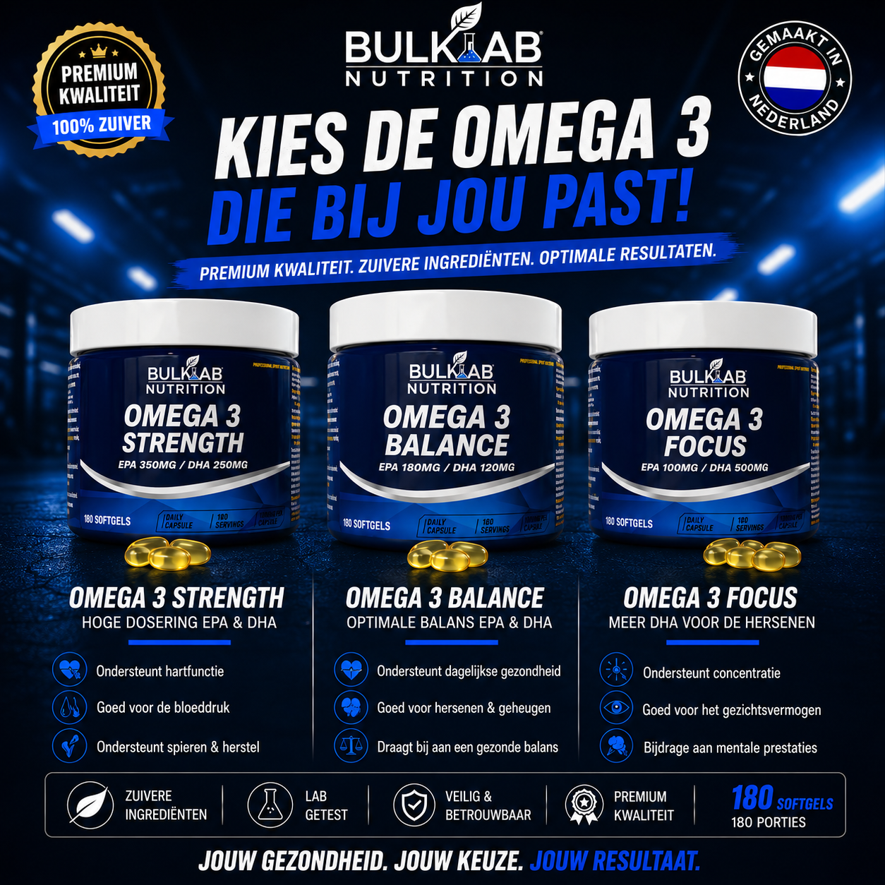 Omega-3-Balance EPA 180 mg / DHA 120 mg – BulkLab Nutrition