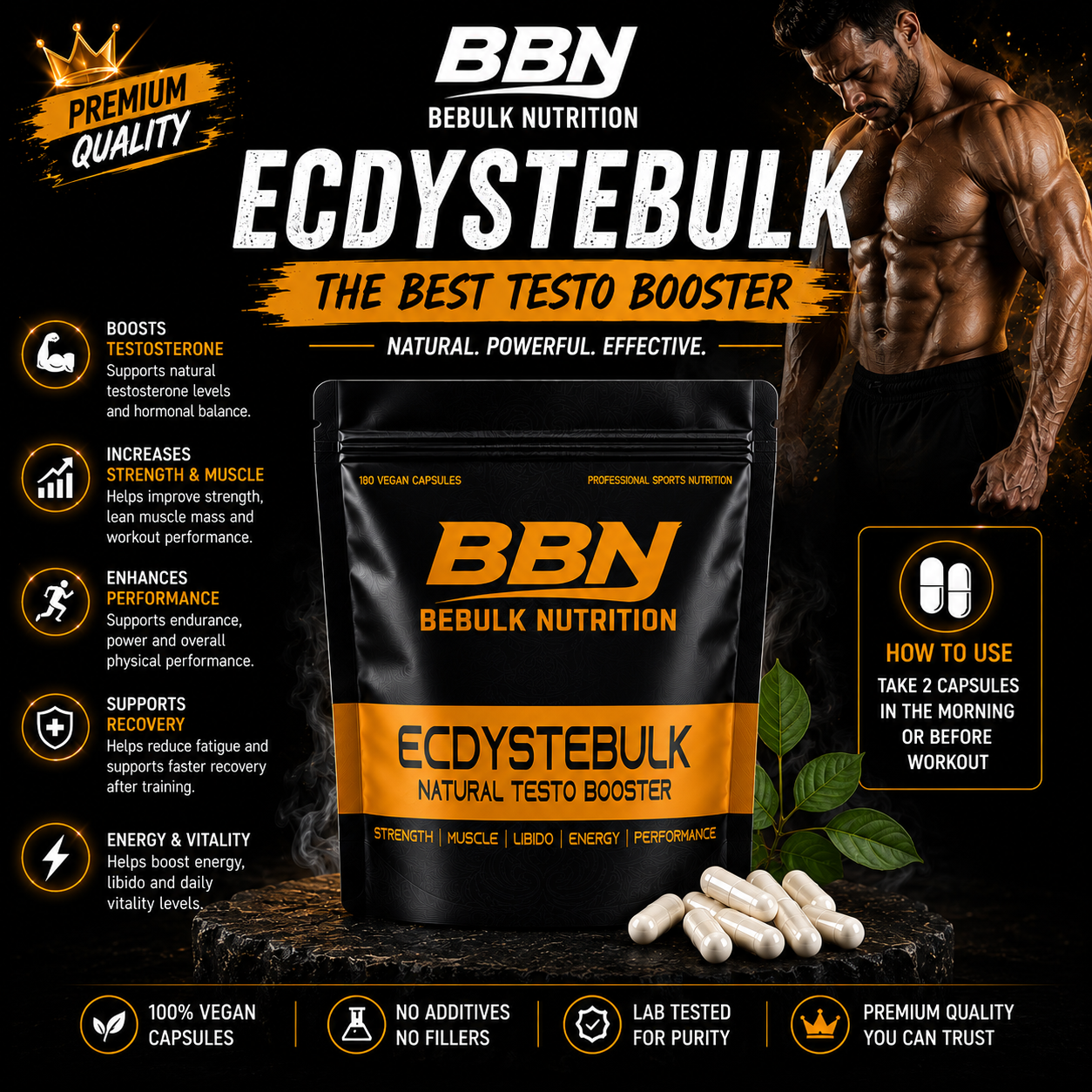 Ecdystebulk – Beta-Ecdysteron 1000 mg 98 % – Kapseln – BeBulk Nutrition