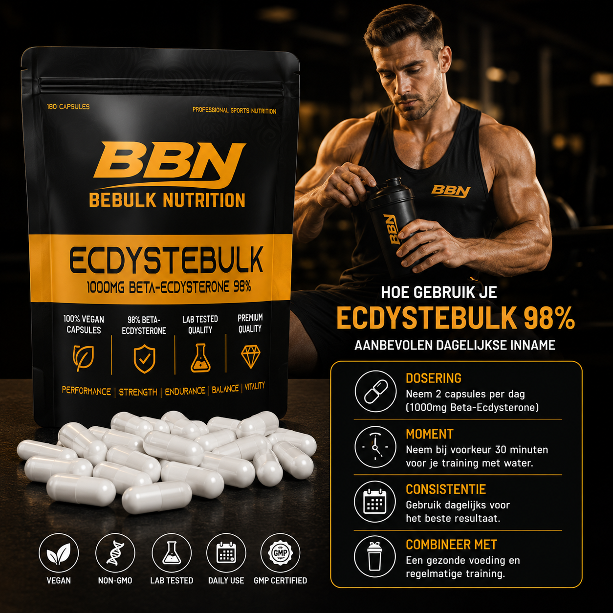 Ecdystebulk – Beta-Ecdysteron 1000 mg 98 % – Kapseln – BeBulk Nutrition