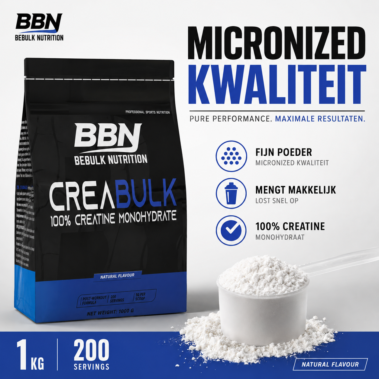 CreaBulk – 100 % mikronisiertes Kreatinmonohydrat – BeBulk Nutrition