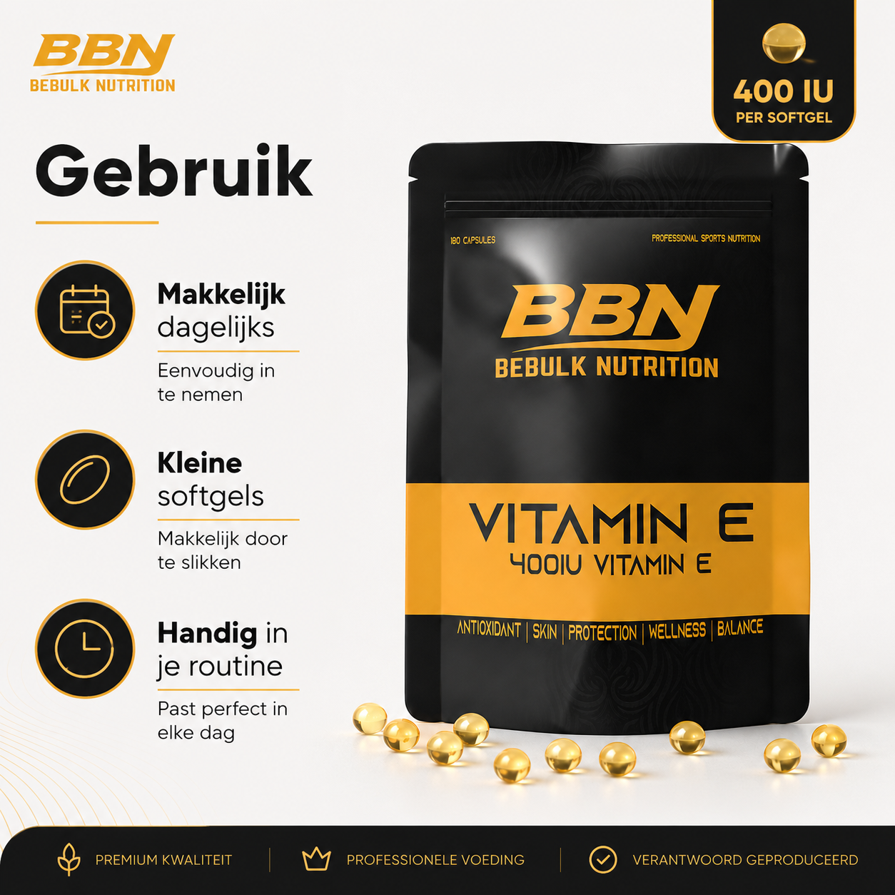 Vitamin E 400 IE – Kapseln – BeBulk Nutrition