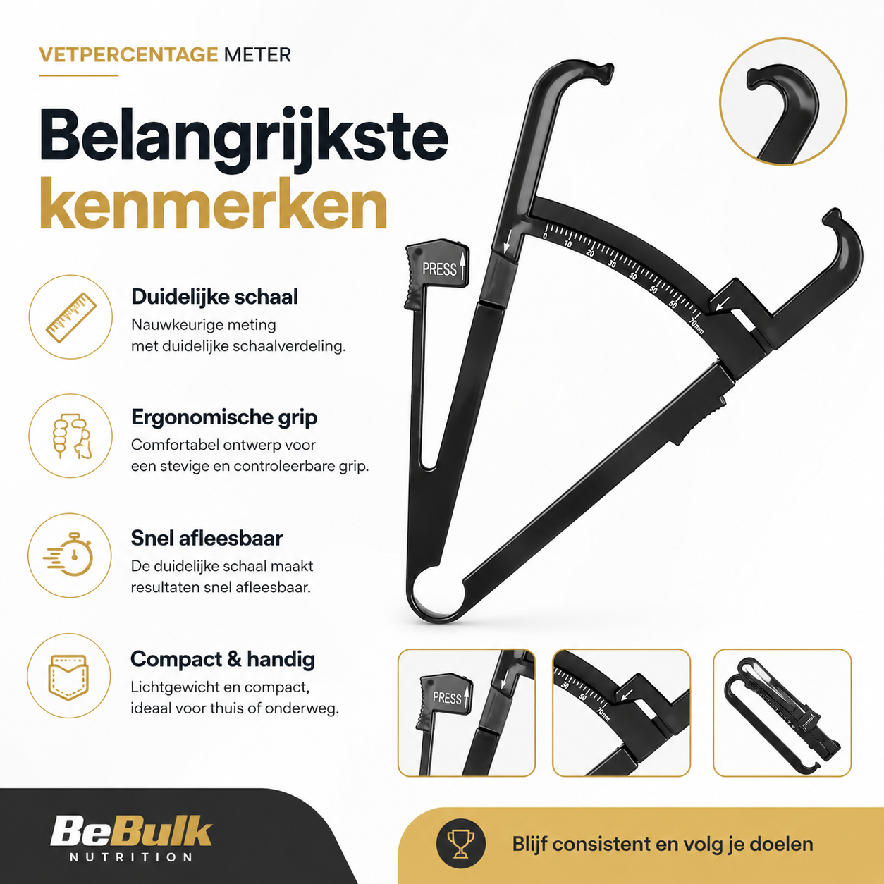 Körperfettmessgerät – Fettmesszange – Körperfettanteilsmesser – BeBulk Nutrition