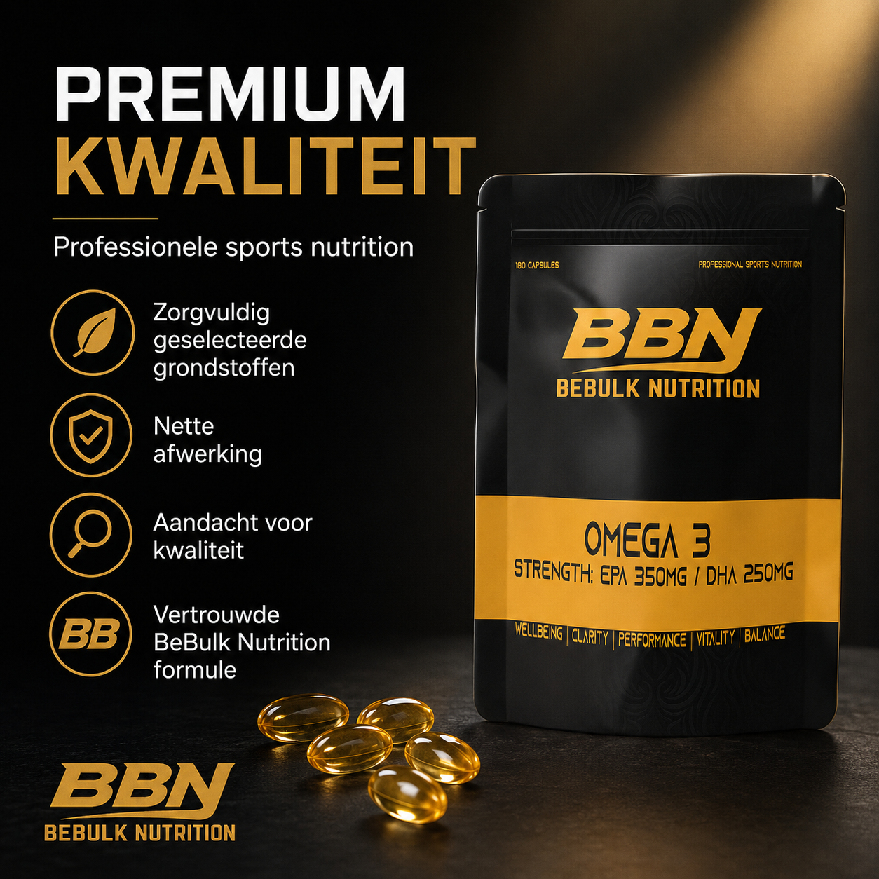 Omega-3-Fettsäuren, hochdosiert mit 350 mg EPA und 250 mg DHA – BeBulk Nutrition