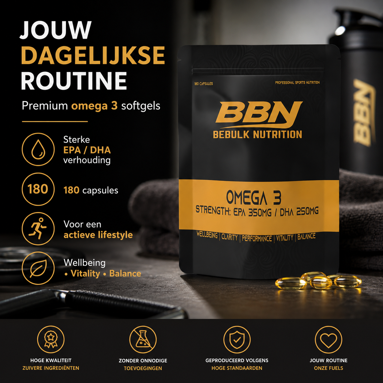 Omega-3-Fettsäuren, hochdosiert mit 350 mg EPA und 250 mg DHA – BeBulk Nutrition