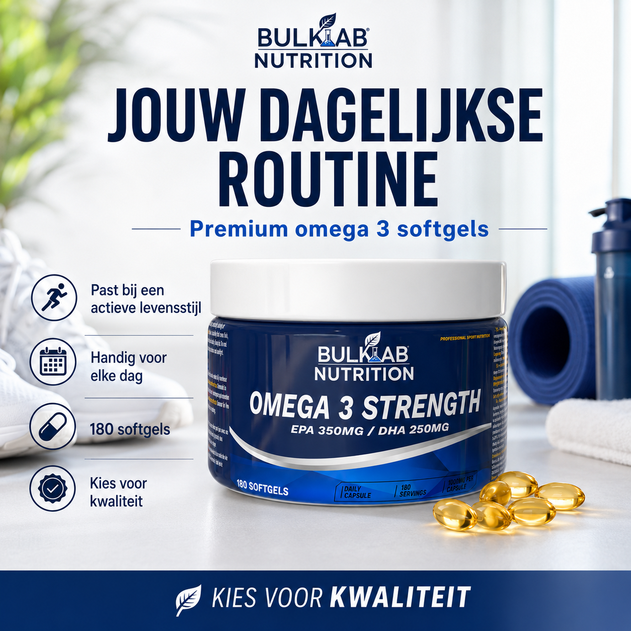 Omega-3-Fettsäuren, hochdosiert mit 350 mg EPA und 250 mg DHA – BulkLab Nutrition