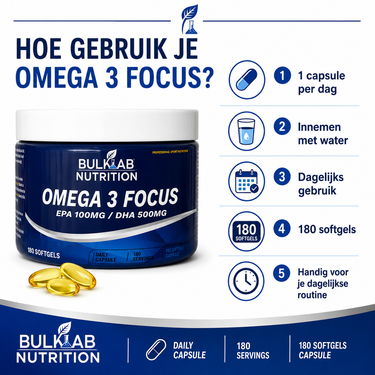 Omega-3-Fokus: EPA 100 mg / DHA 500 mg – BulkLab Nutrition