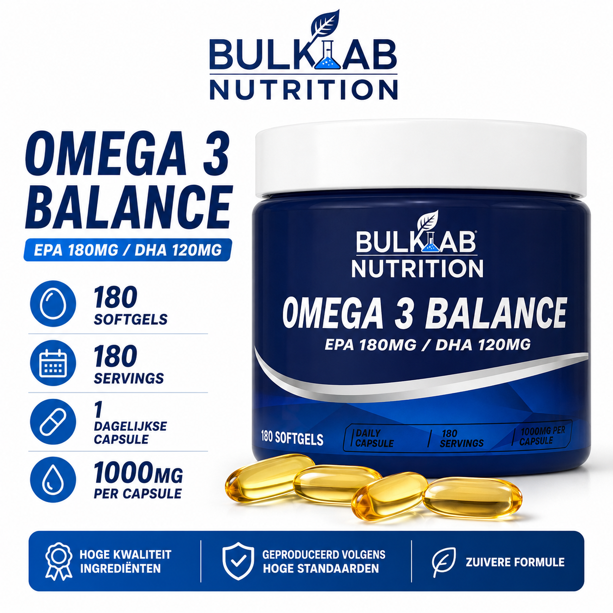 Omega-3-Balance EPA 180 mg / DHA 120 mg – BulkLab Nutrition
