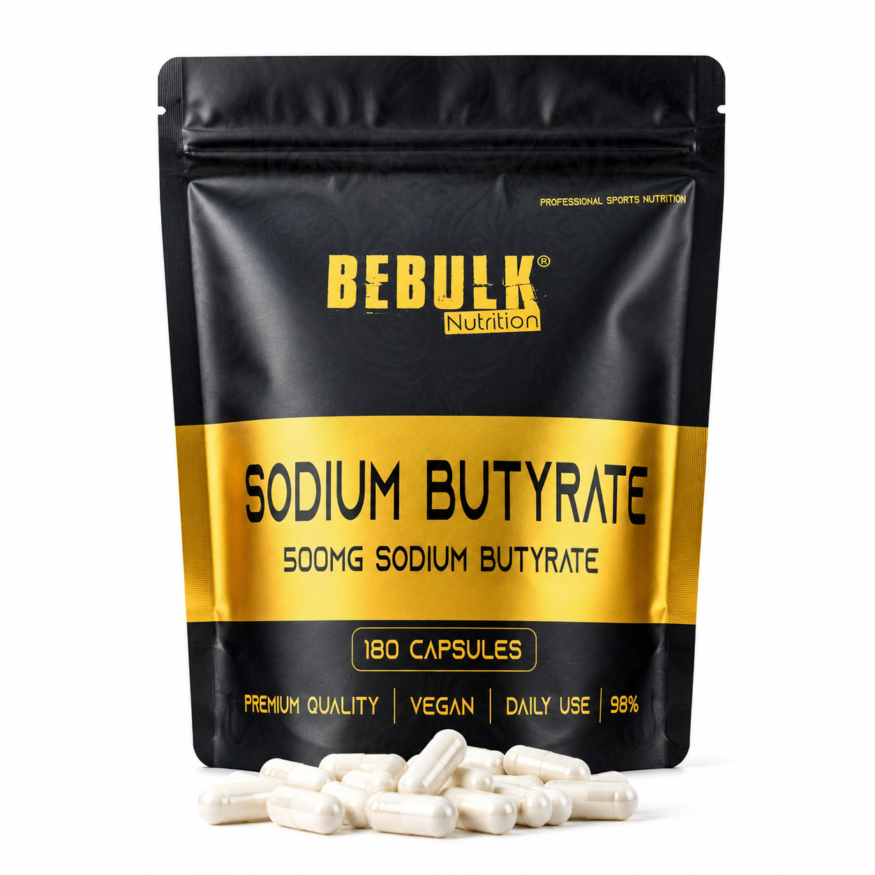 Natriumbutyrat 98 % – 500 mg – Vegan – BeBulk Nutrition