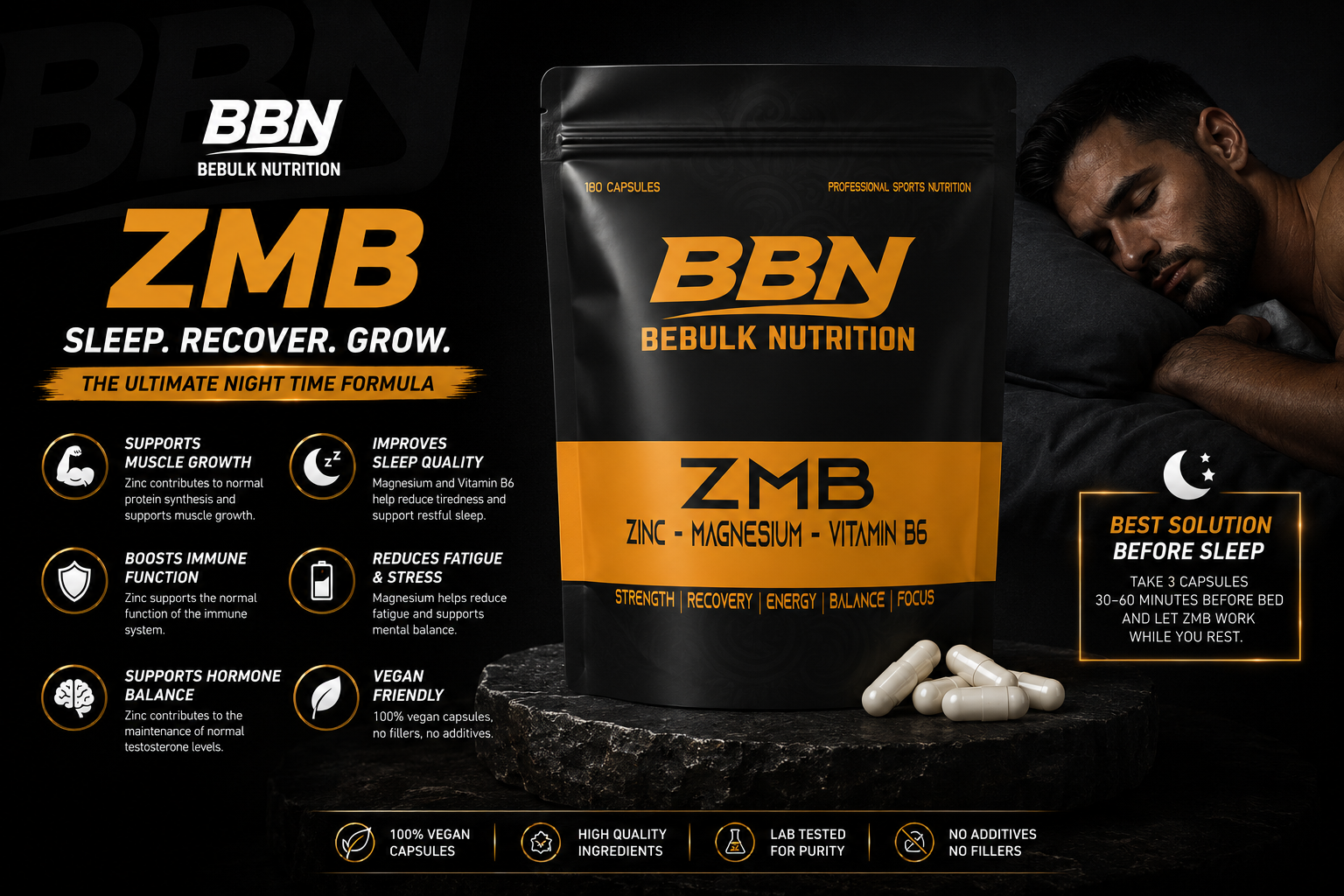 ZMB – Zink, Magnesium & Vitamin B6 – BeBulk Nutrition