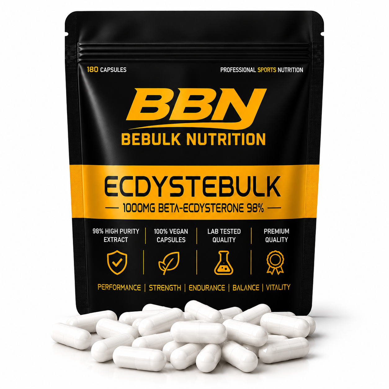 Ecdystebulk – Beta-Ecdysteron 1000 mg 98 % – Kapseln – BeBulk Nutrition 