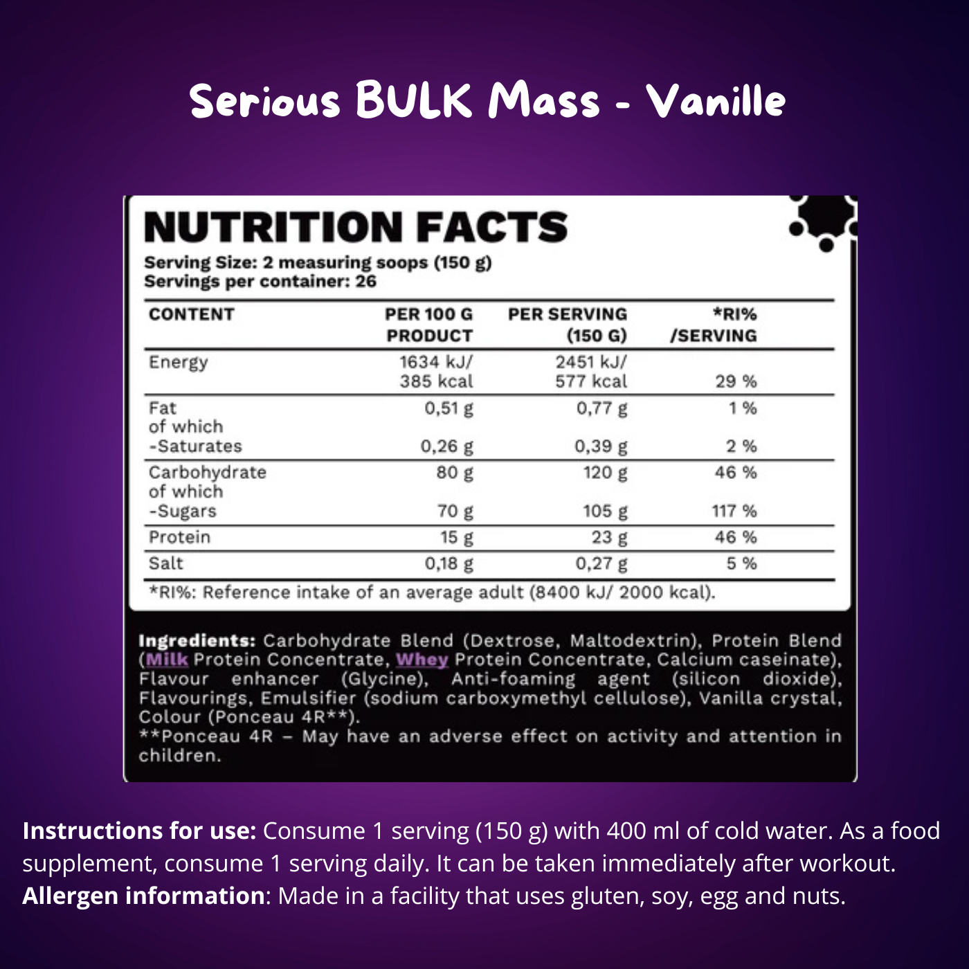 Bulk Anabolic Mass 4000g - Be Bulk Nutrition