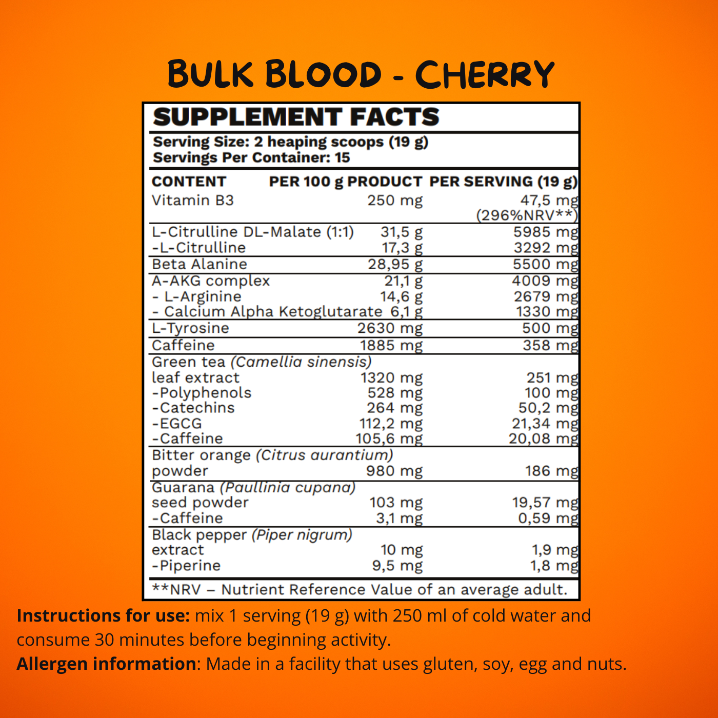 Bulk-Blutpumpe – Hohes Pre-Workout – BeBulk Nutrition