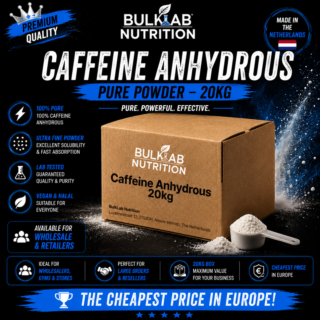 Caffeine Anhydrous - Bulk Powder - BulkLab Nutrition
