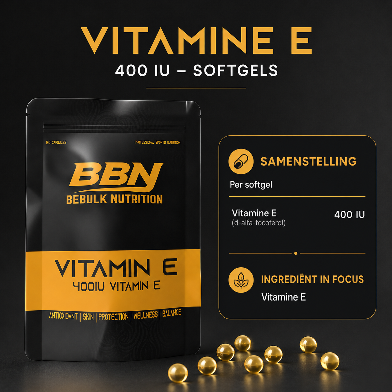 Vitamin E 400 IE – Kapseln – BeBulk Nutrition 
