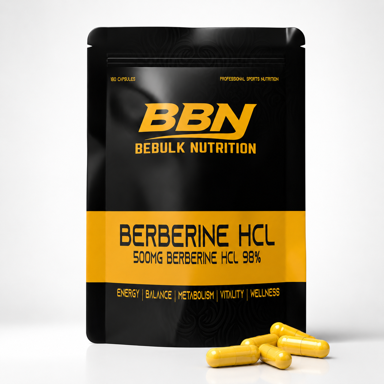 Berberin HCL 98 % – 500 mg – Vegan – BeBulk Nutrition 