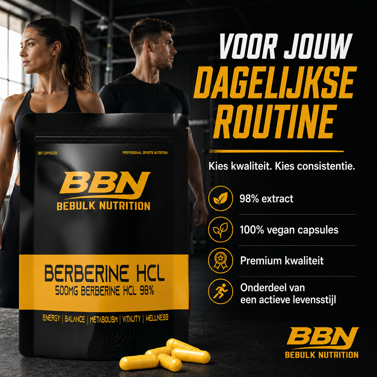 Berberin HCL 98 % – 500 mg – Vegan – BeBulk Nutrition 