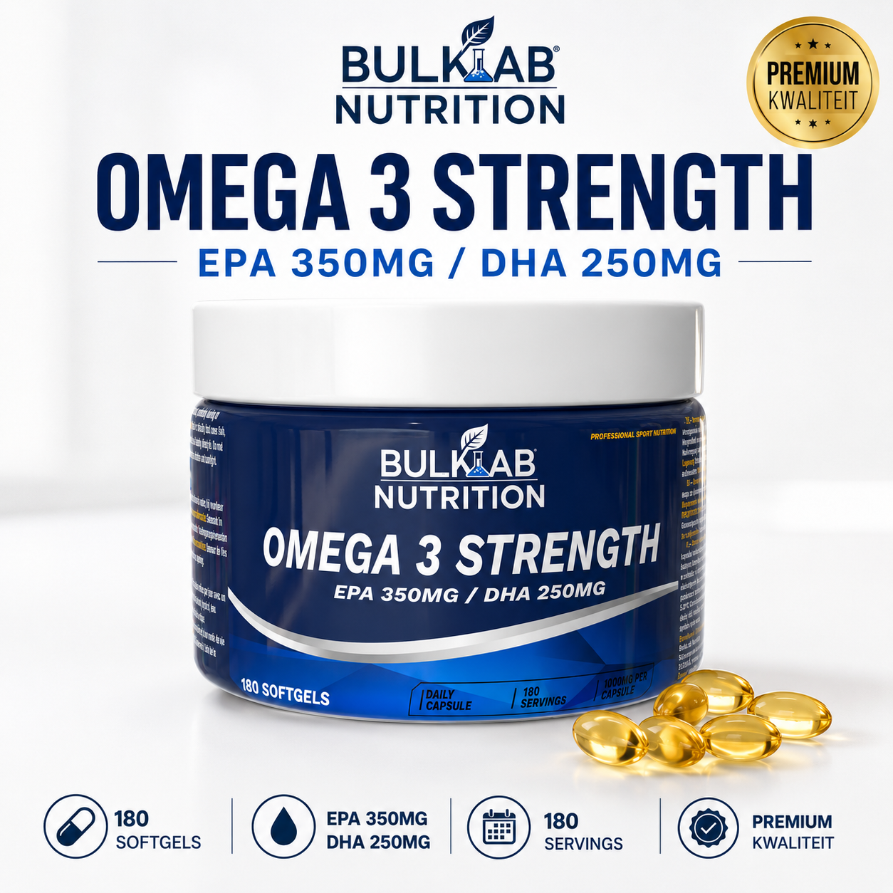 Omega-3-Fettsäuren, hochdosiert mit 350 mg EPA und 250 mg DHA – BulkLab Nutrition 