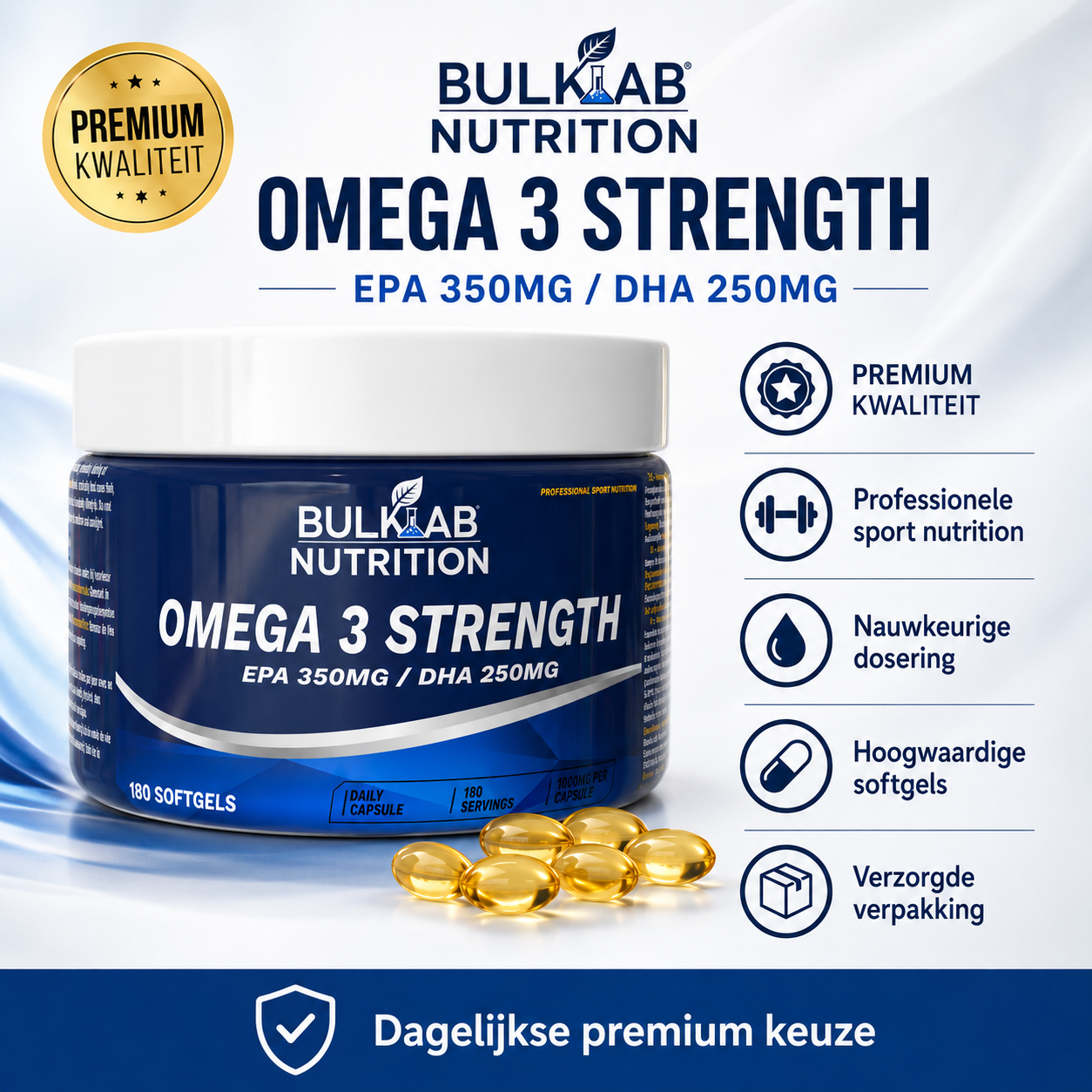 Omega-3-Fettsäuren, hochdosiert mit 350 mg EPA und 250 mg DHA – BulkLab Nutrition 
