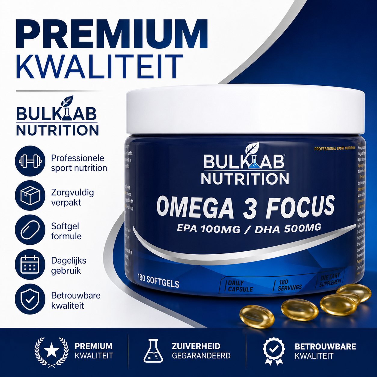 Omega-3-Fokus: EPA 100 mg / DHA 500 mg – BulkLab Nutrition 