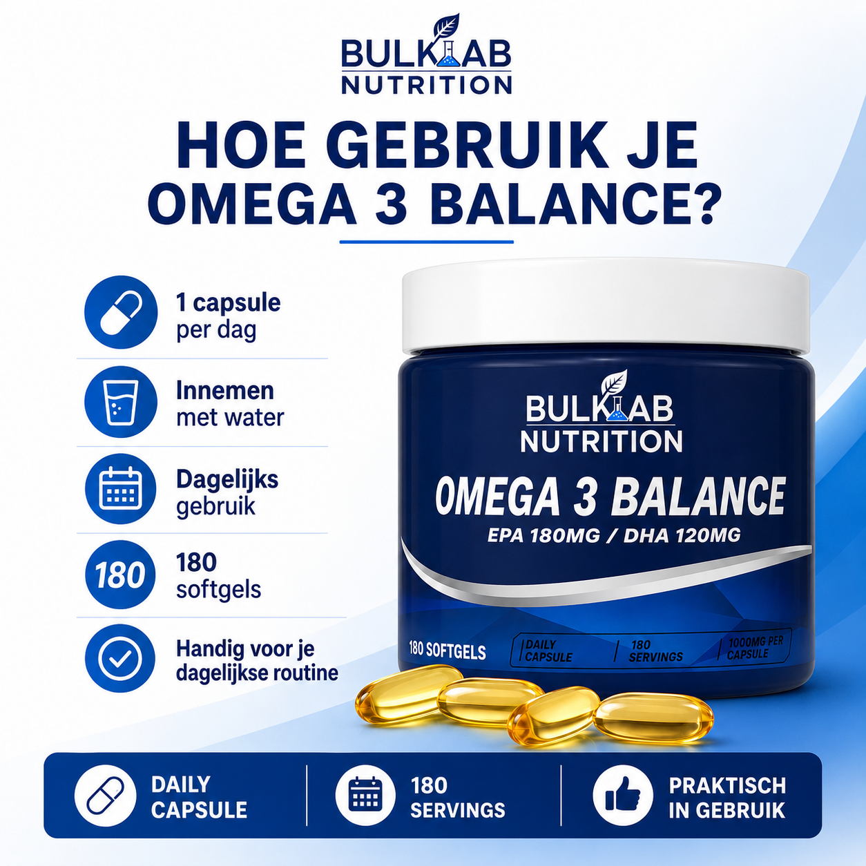 Omega-3-Balance EPA 180 mg / DHA 120 mg – BulkLab Nutrition 