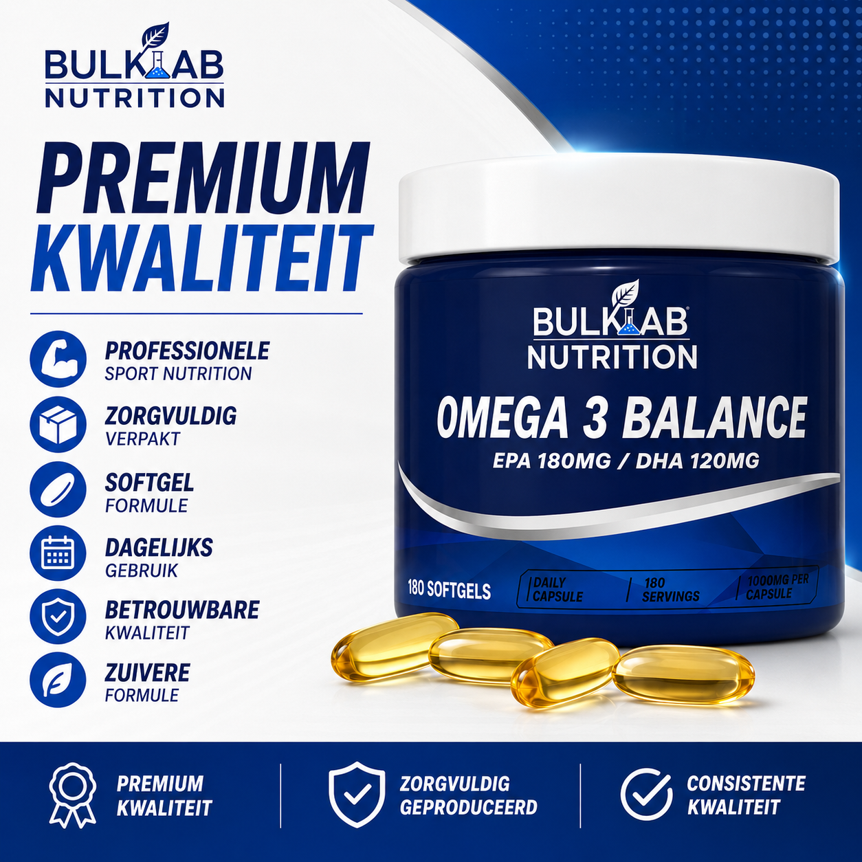 Omega-3-Balance EPA 180 mg / DHA 120 mg – BulkLab Nutrition 