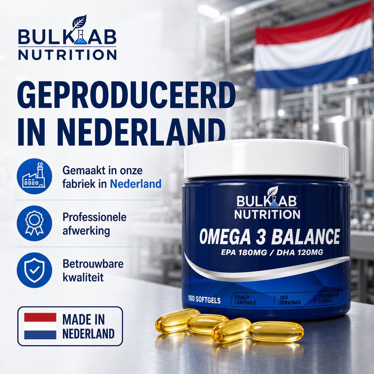 Omega-3-Balance EPA 180 mg / DHA 120 mg – BulkLab Nutrition 