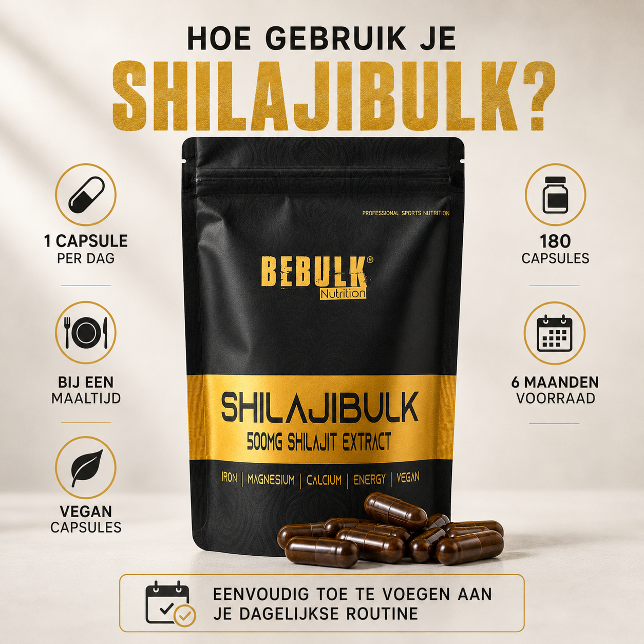 ShilajiBulk – Shilajit 500 mg – Vegan – BeBulk Nutrition 